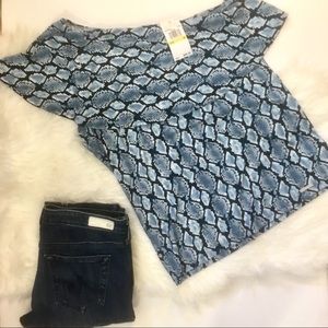 BNWT Michael Kors Snakeskin One Shoulder Top